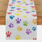 Chemin de table animaux empreintes arc-en-ciel