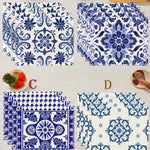 4 sets de  table géométriques bleu et blanc céramique - Vignette | setdetable