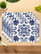 4 sets de  table géométriques bleu et blanc céramique