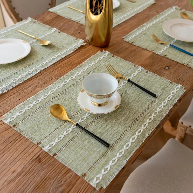 4 sets de table en coton lin vintage