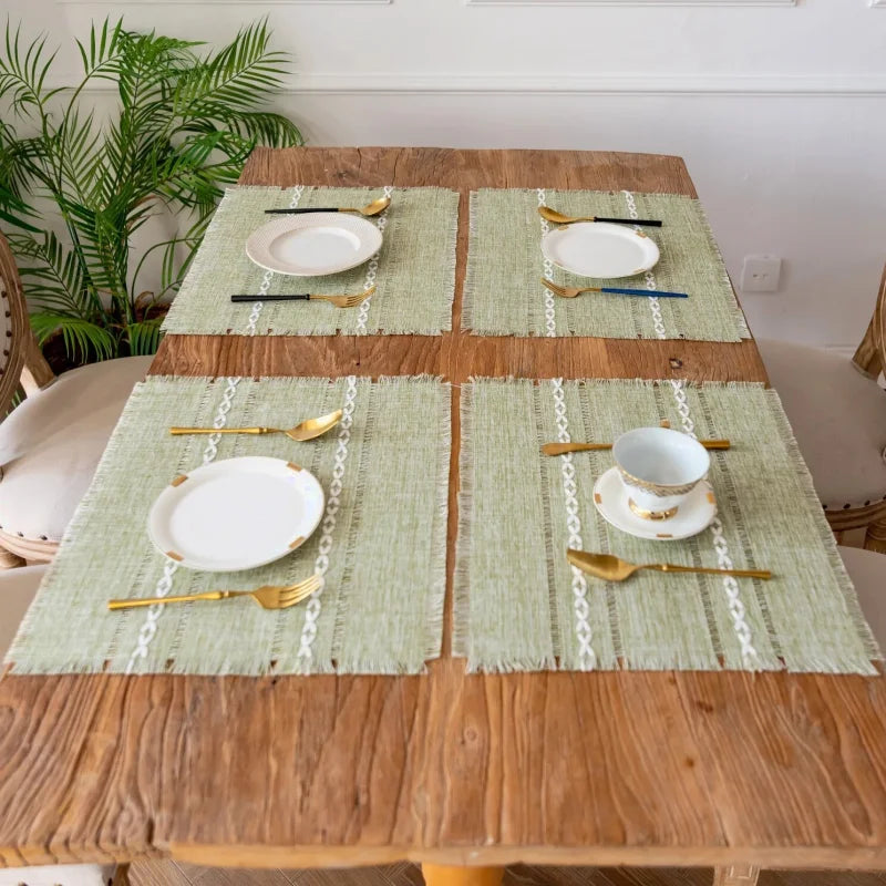 4 sets de table en coton lin vintage