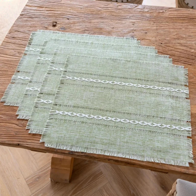 4 sets de table en coton lin vintage