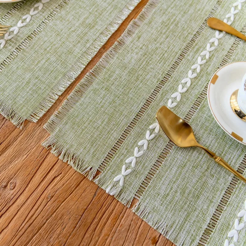 4 sets de table en coton lin vintage