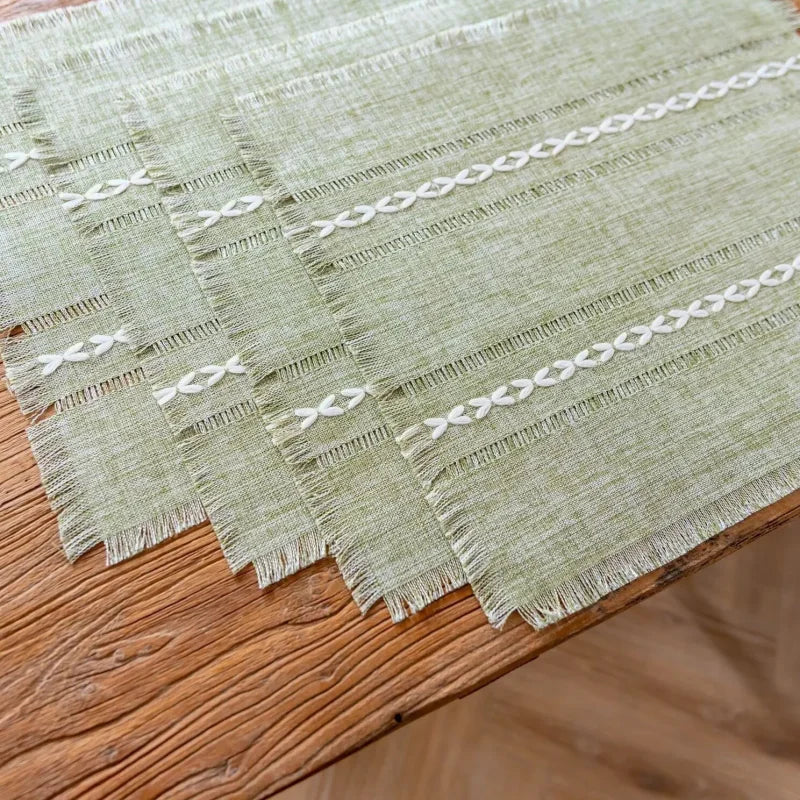 4 sets de table en coton lin vintage