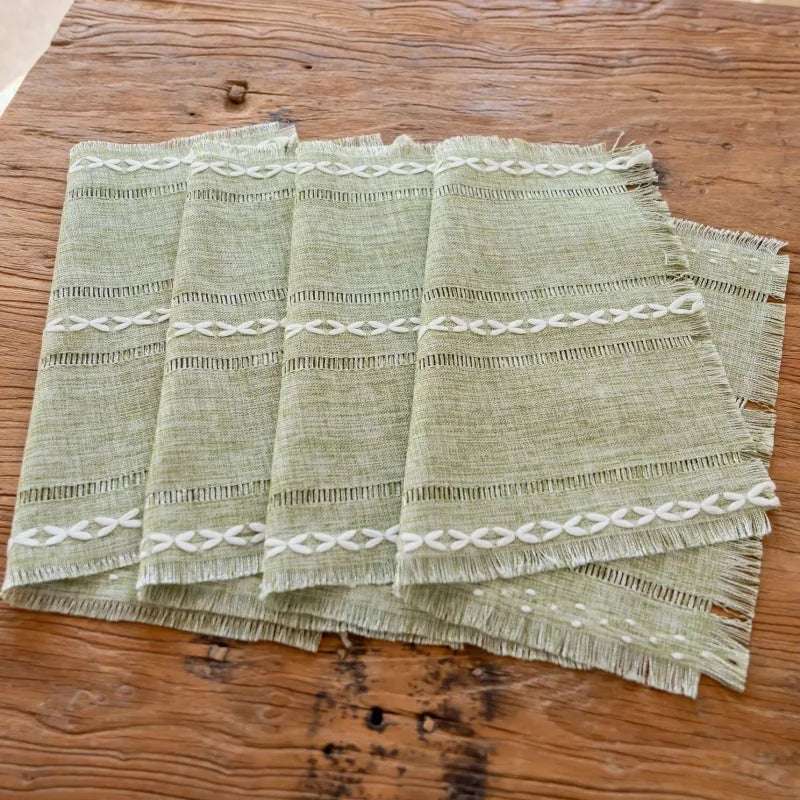 4 sets de table en coton lin vintage