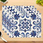 4 sets de  table géométriques bleu et blanc céramique - Vignette | setdetable