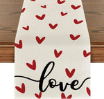 Chemin de Table Saint-Valentin en Lin Eucalyptus & Cœurs d’Amour - Vignette | setdetable