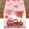 Chemin de Table Saint-Valentin en Lin Eucalyptus &amp; Cœurs d’Amour lutin voiture