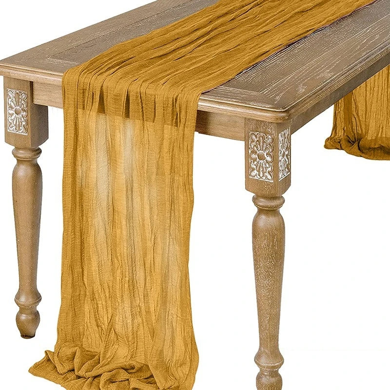Chemin de Table en Gaze Semi-Transparente  jaune