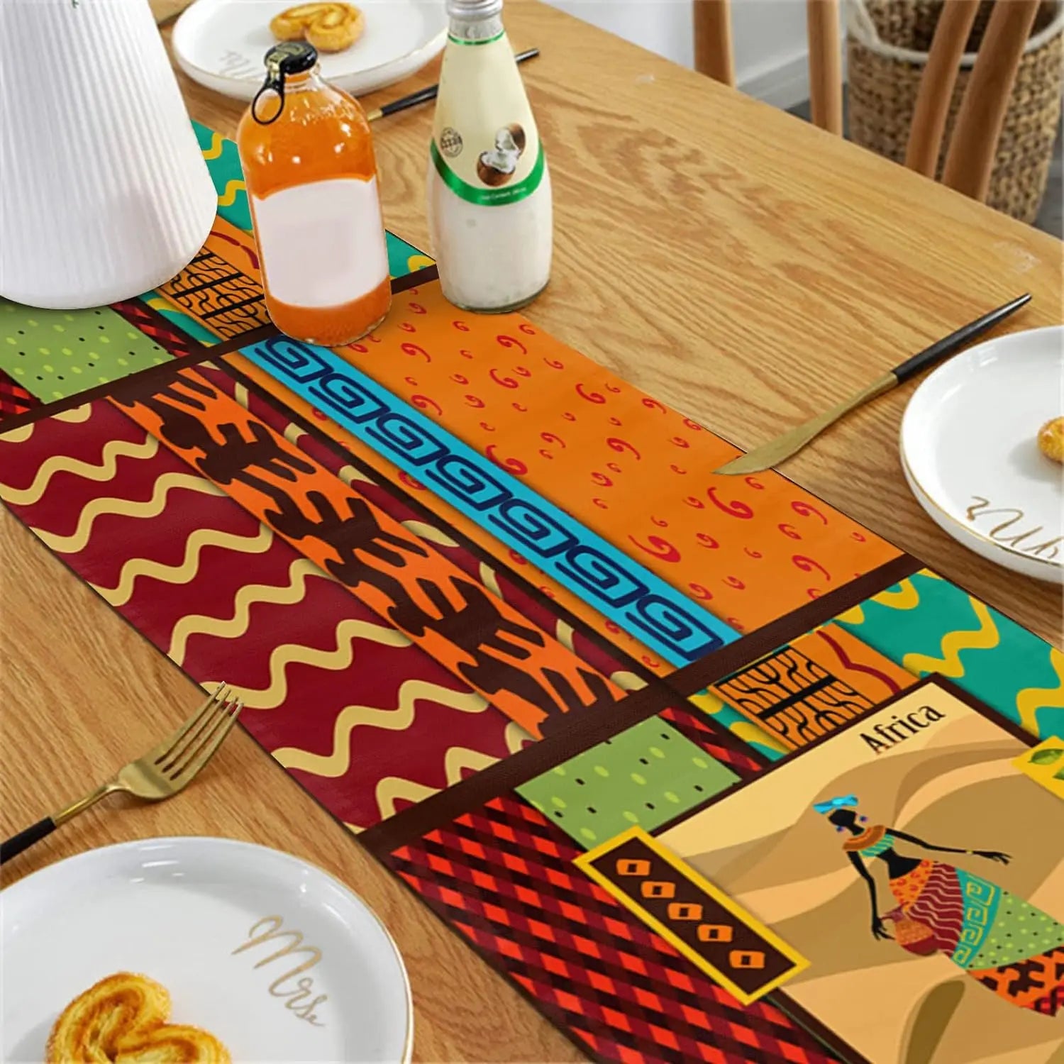 Chemin de Table en Lin Africain – Réutilisable detail