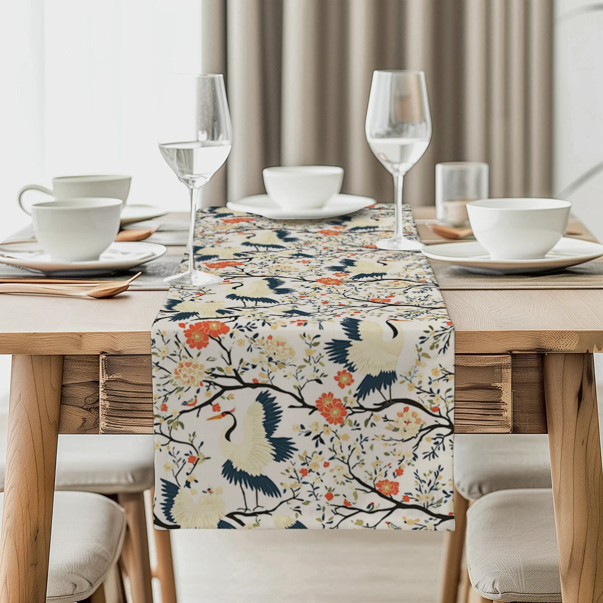 Chemin de table chinese cran fleuri