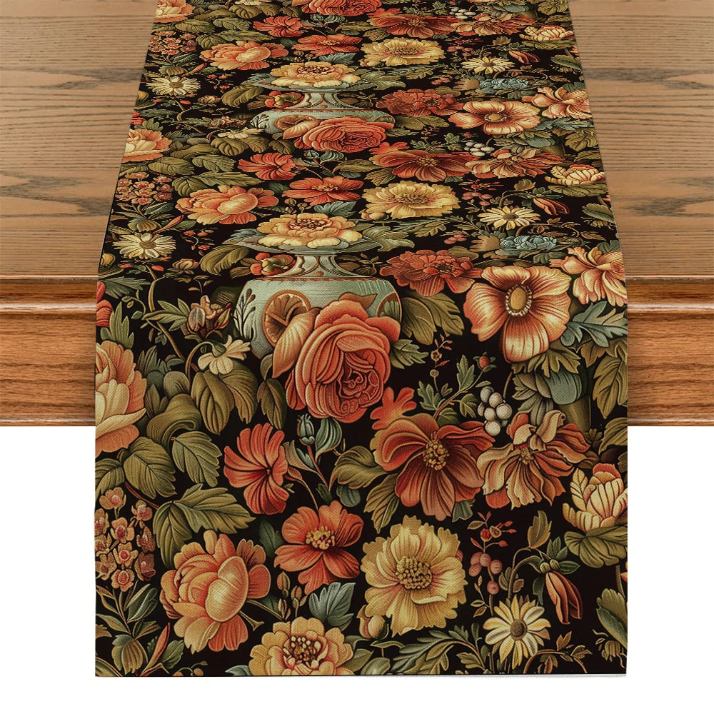 Chemin de table fleurs vintages