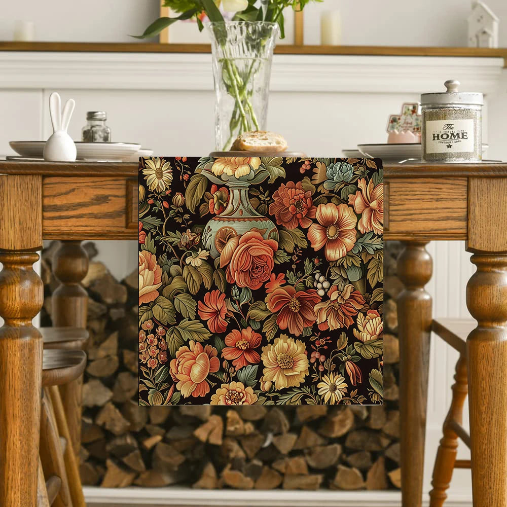Chemin de table fleurs vintages