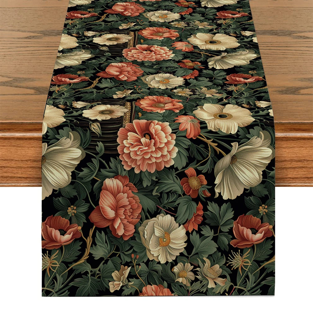 Chemin de table fleurs vintages