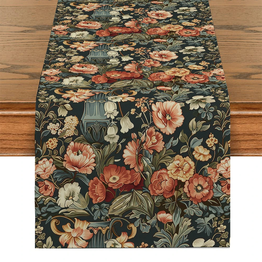 Chemin de table fleurs vintages
