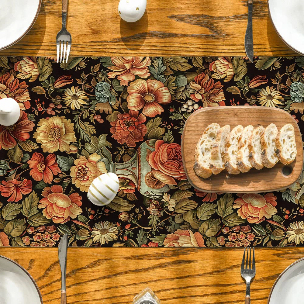 Chemin de table fleurs vintages