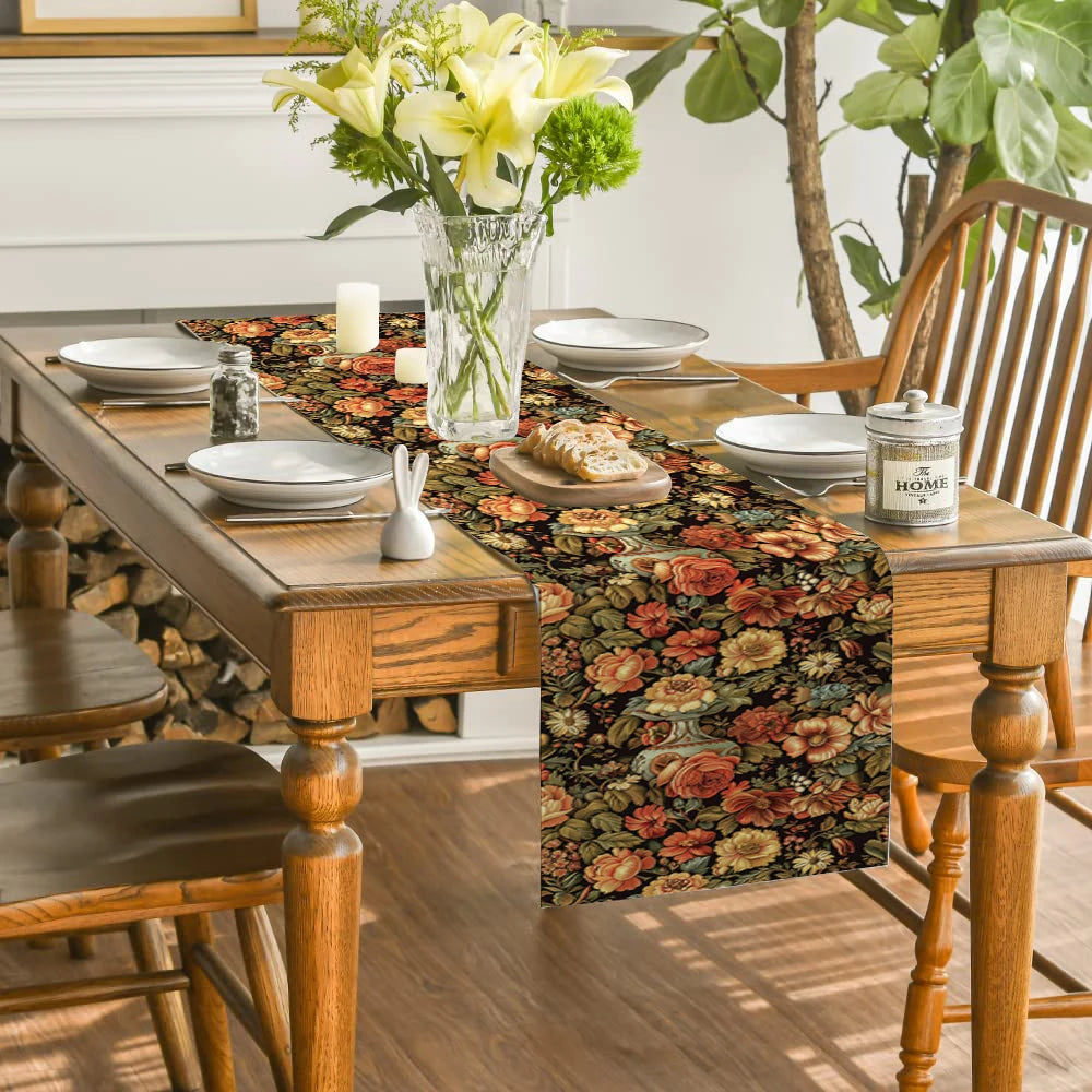 Chemin de table fleurs vintages