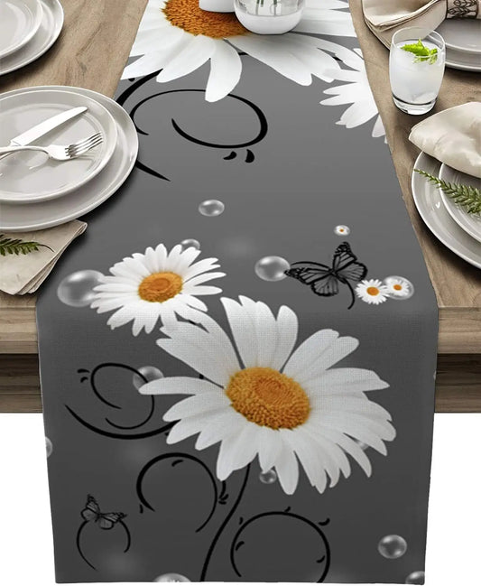 Chemin de table marguerite et papillons