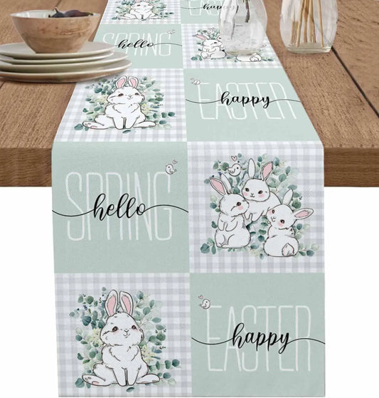 Chemin de table spring printanier lapin