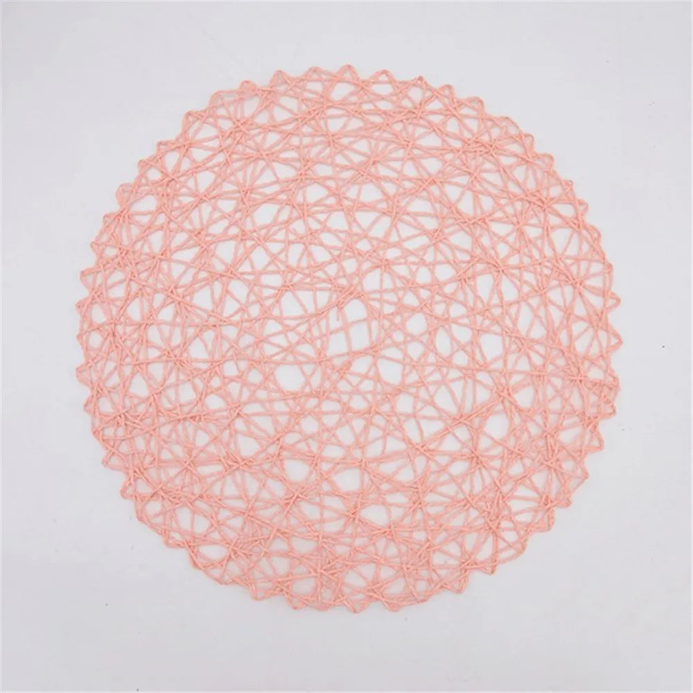 vLot de 4 sets de table ronds tressés en papier – Effet bois et rotin
