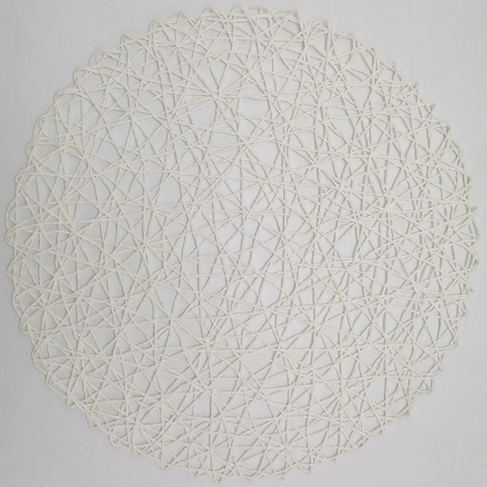 Lot de 4 sets de table ronds tressés en papier – Effet bois et rotin