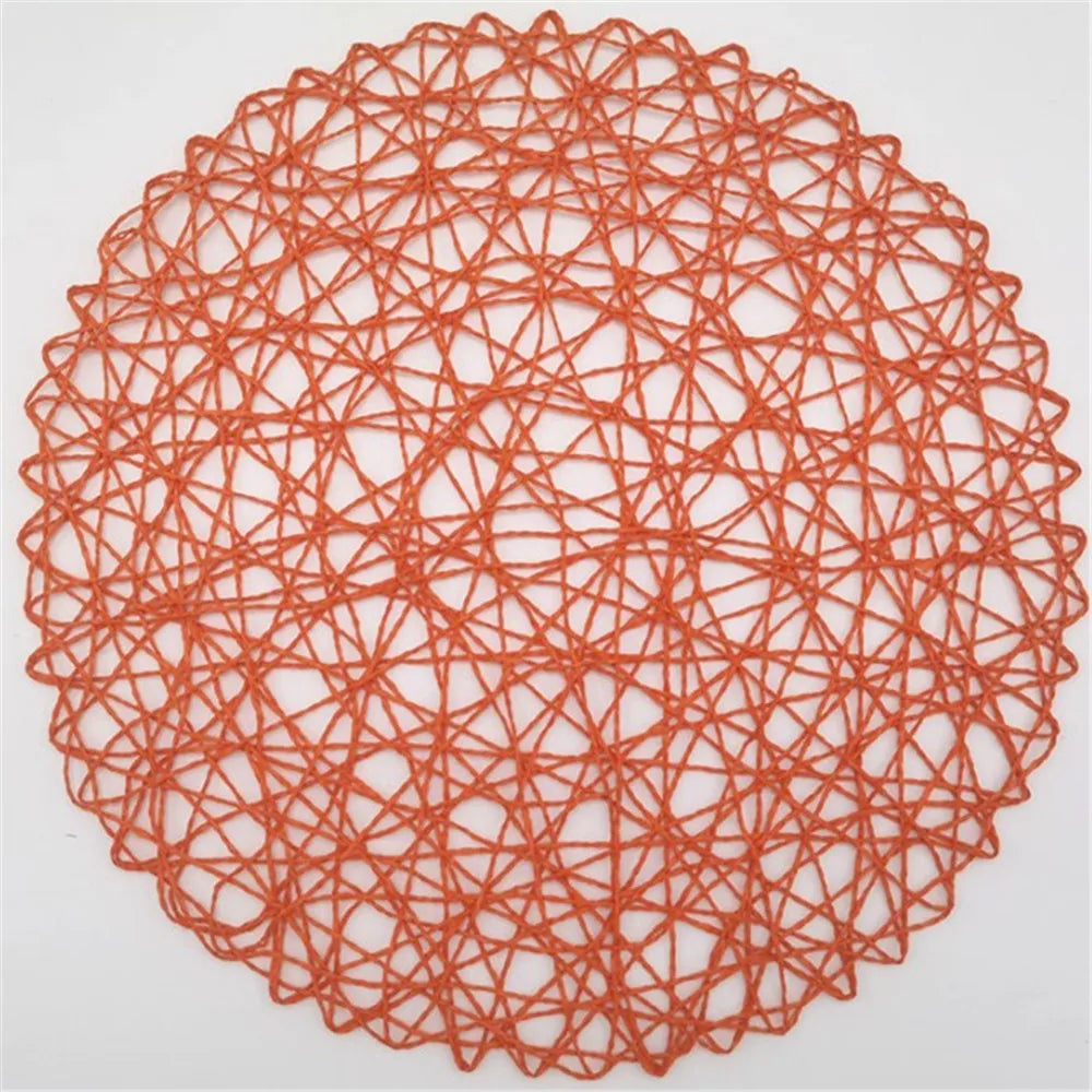 Lot de 4 sets de table ronds tressés en papier – Effet bois et rotin