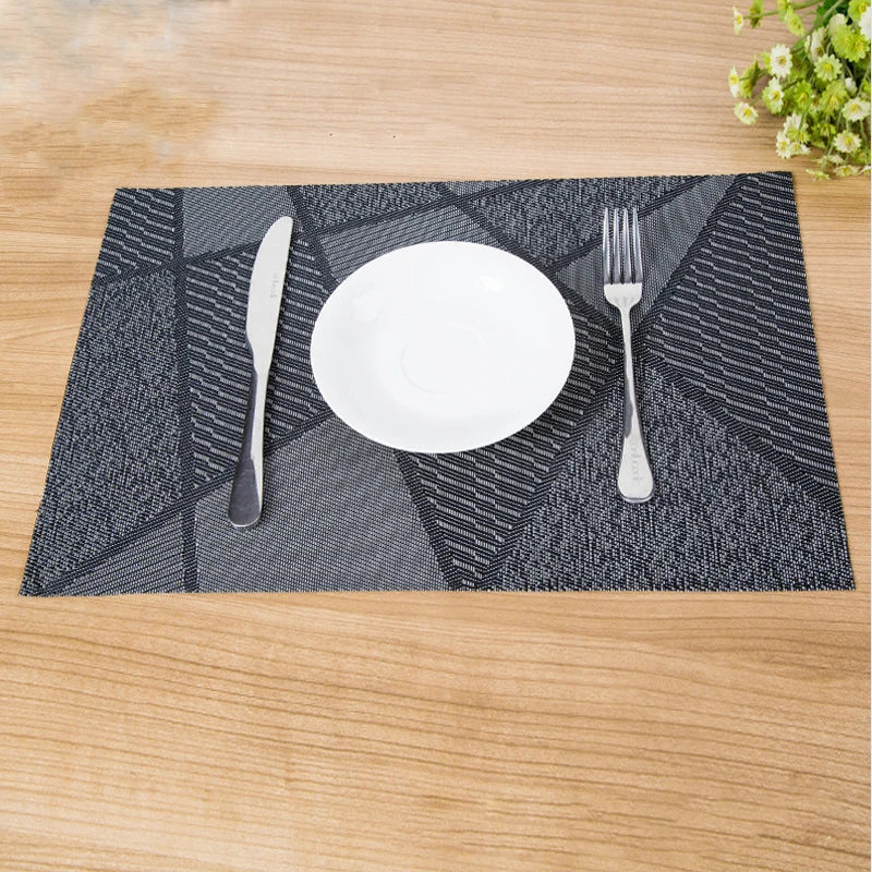 Lot de 4 sets de table style européen en PVC rectangulaire