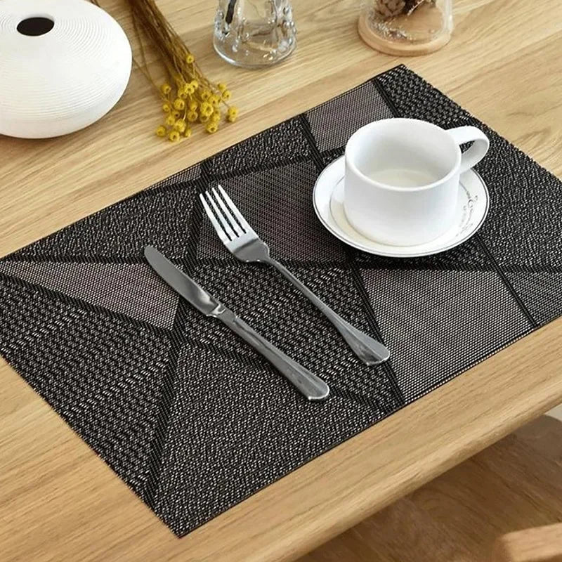 Lot de 4 sets de table style européen en PVC rectangulaire