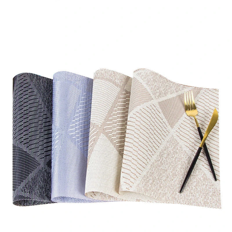 Lot de 4 sets de table style européen en PVC rectangulaire