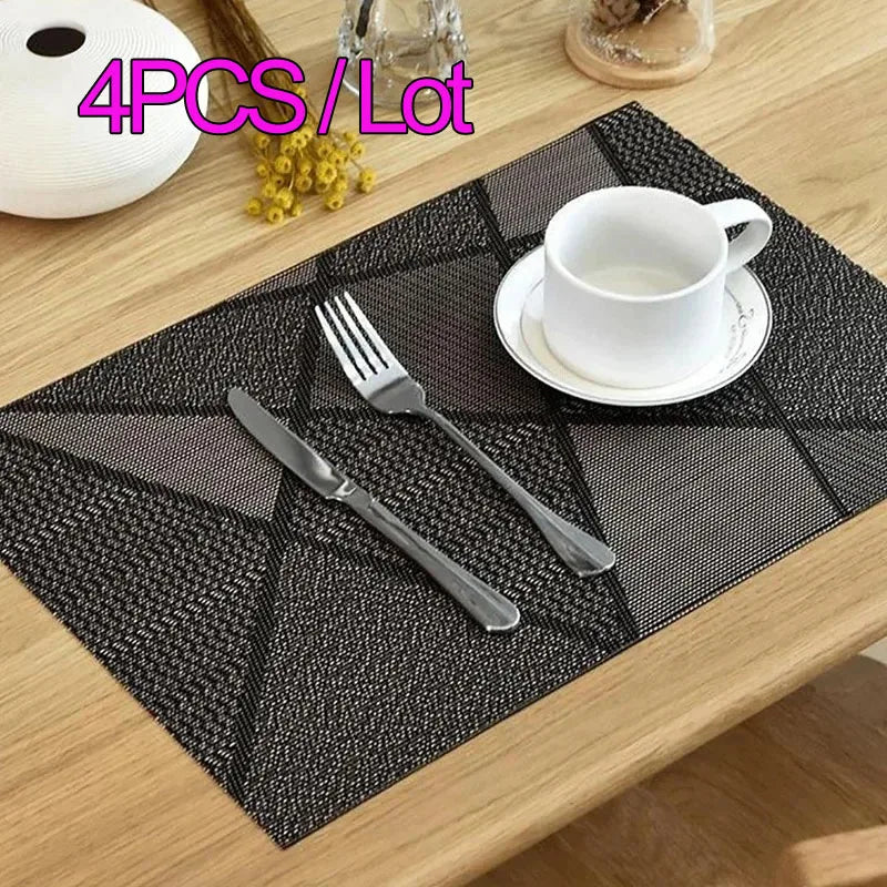 Lot de 4 sets de table style européen en PVC rectangulaire