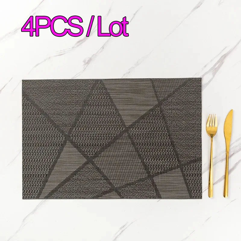 Lot de 4 sets de table style européen en PVC rectangulaire