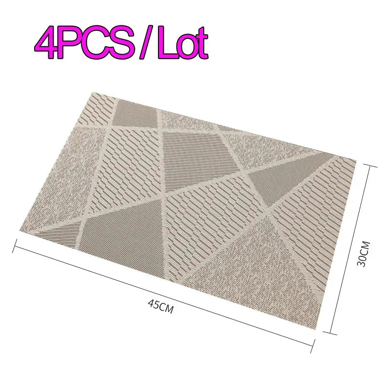 Lot de 4 sets de table style européen en PVC rectangulaire