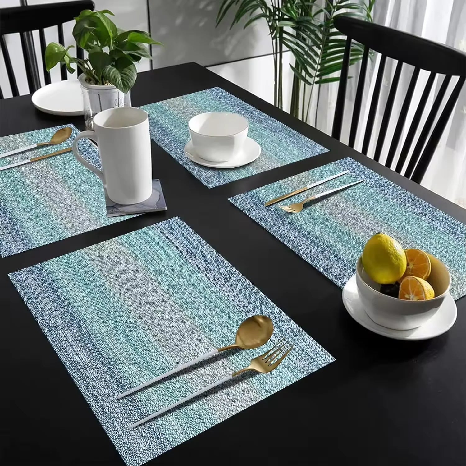 Set PVC style hôtelier bleu