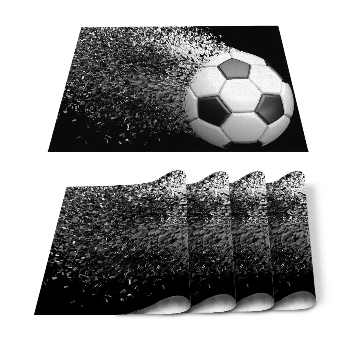 Set de Table Foot en Coton-Lin Motif Ballons & Terrain 3d