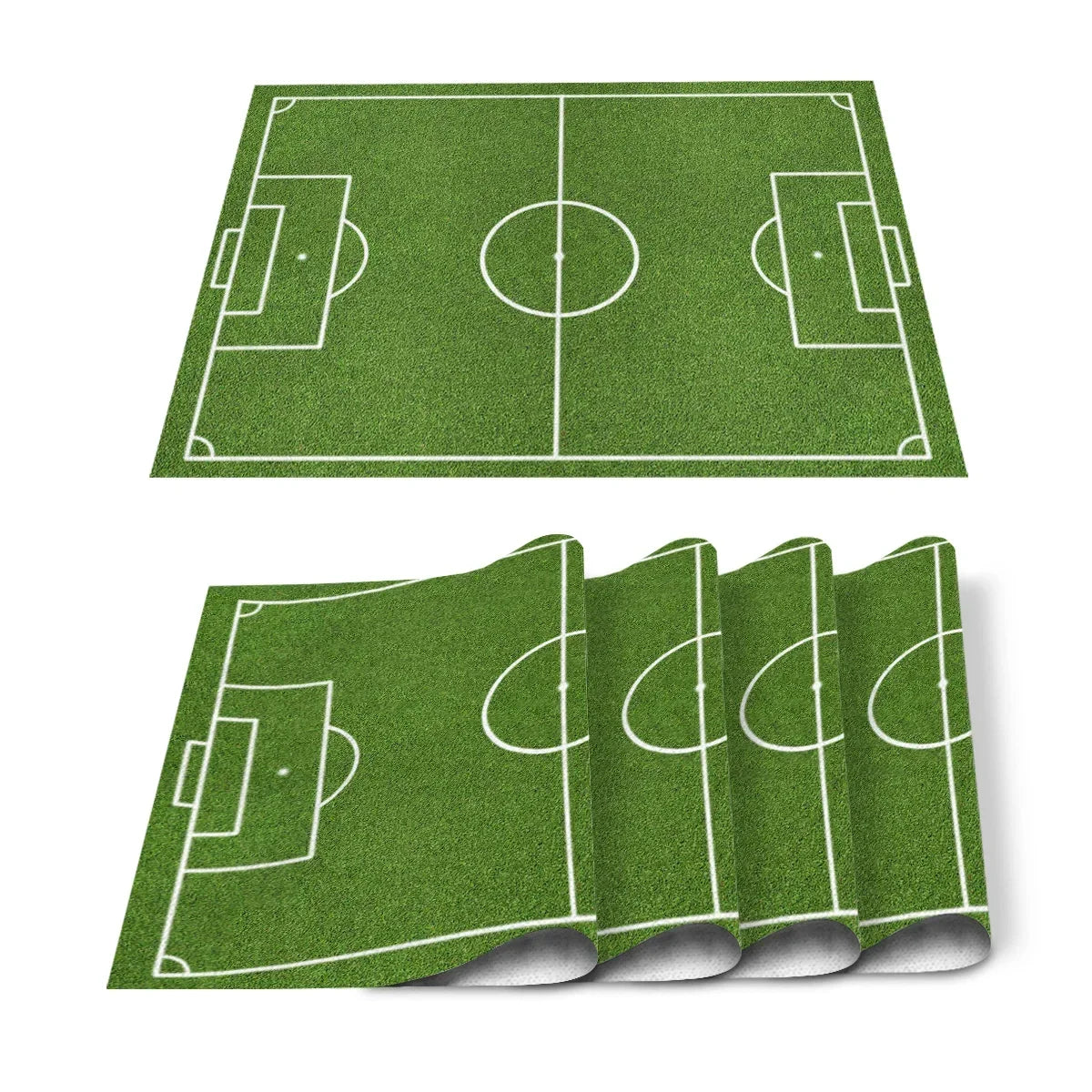 Set de Table Foot en Coton-Lin Motif Ballons & Terrain