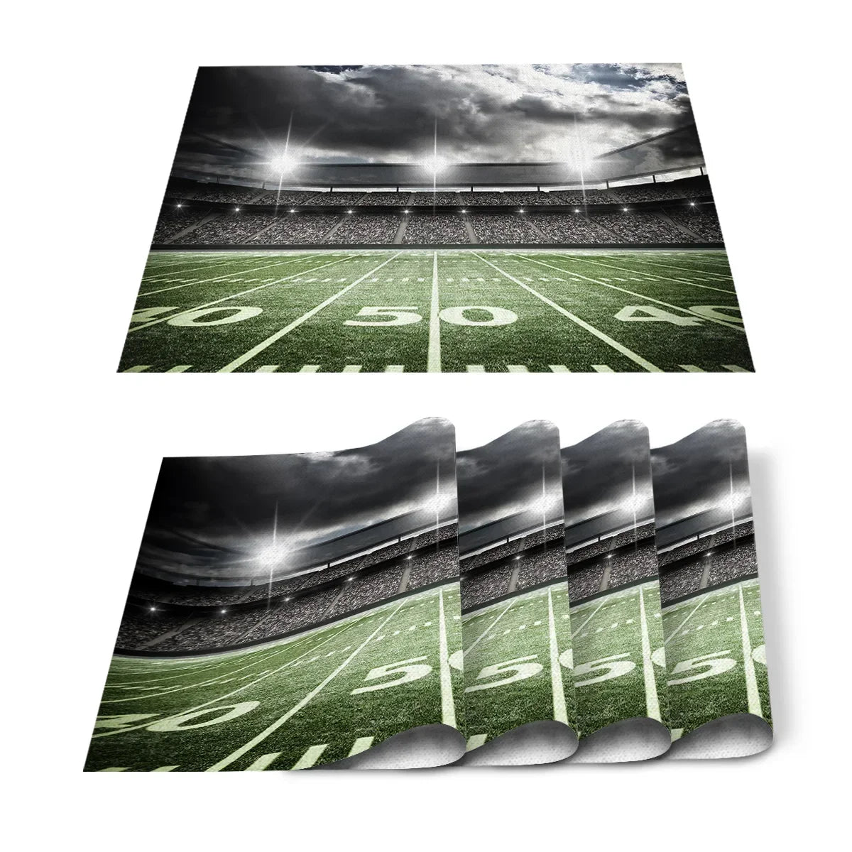 Set de Table Foot en Coton-Lin Motif Ballons & Terrain