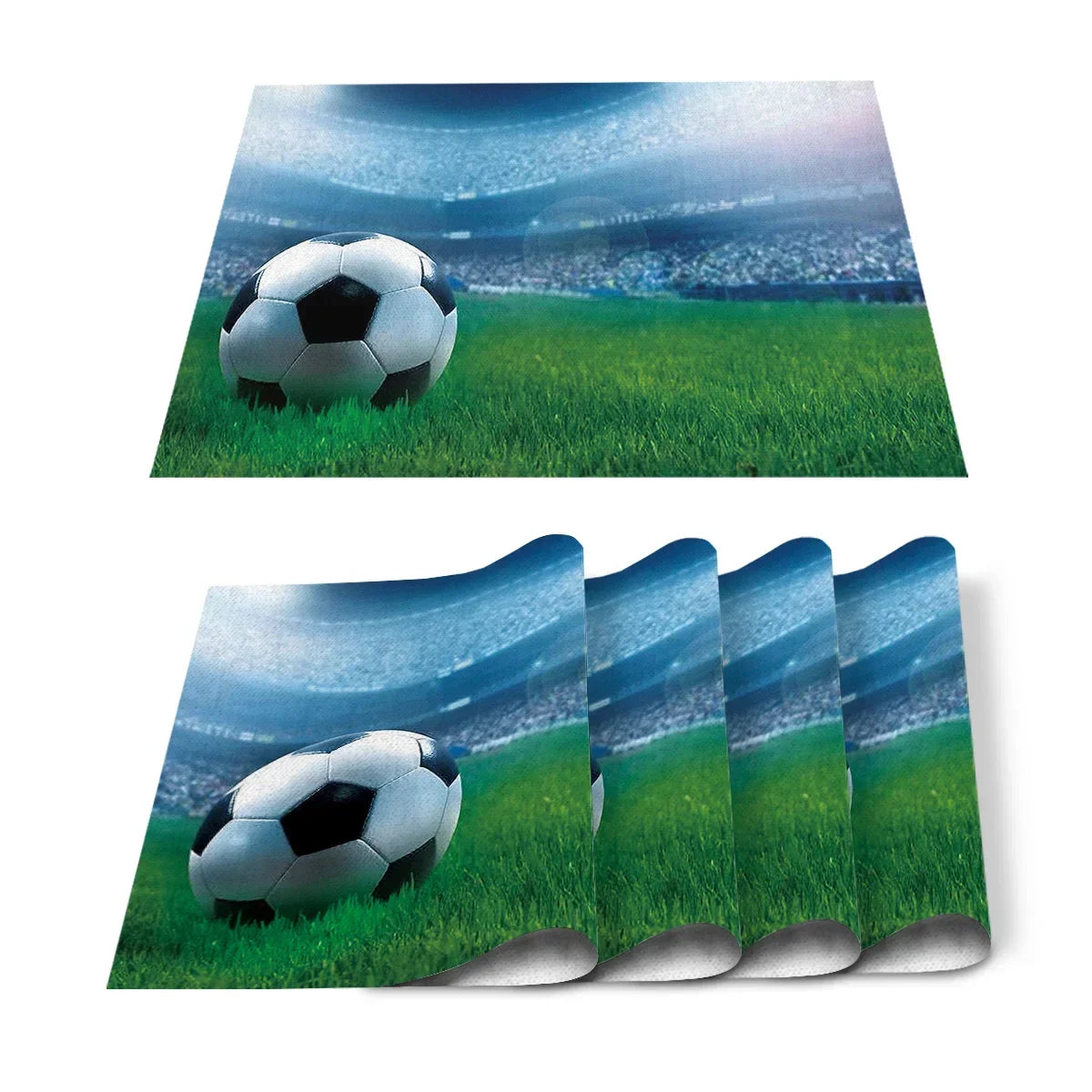 Set de Table Foot en Coton-Lin Motif Ballons & Terrain