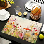 Set de Table en Lin Motif Floral Printanier Aquarelle - Vignette | setdetable