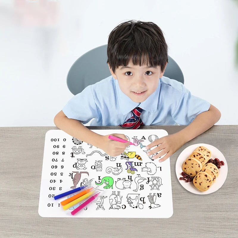 Set de Table en Silicone Réutilisable Graffiti & Alphabet enfant