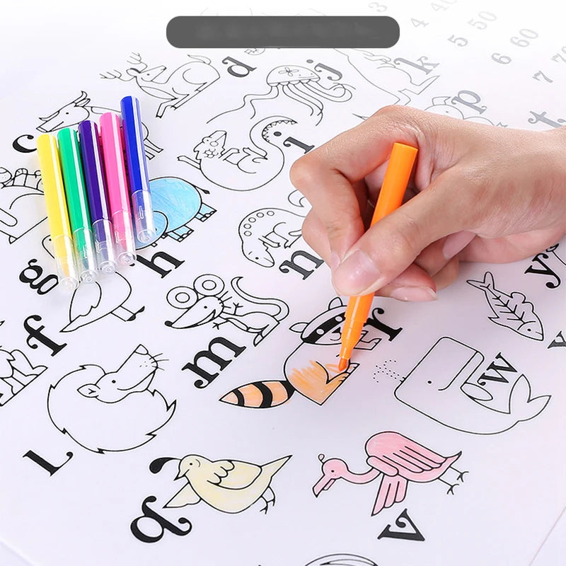 Set de Table en Silicone Réutilisable Graffiti & Alphabet coloraige