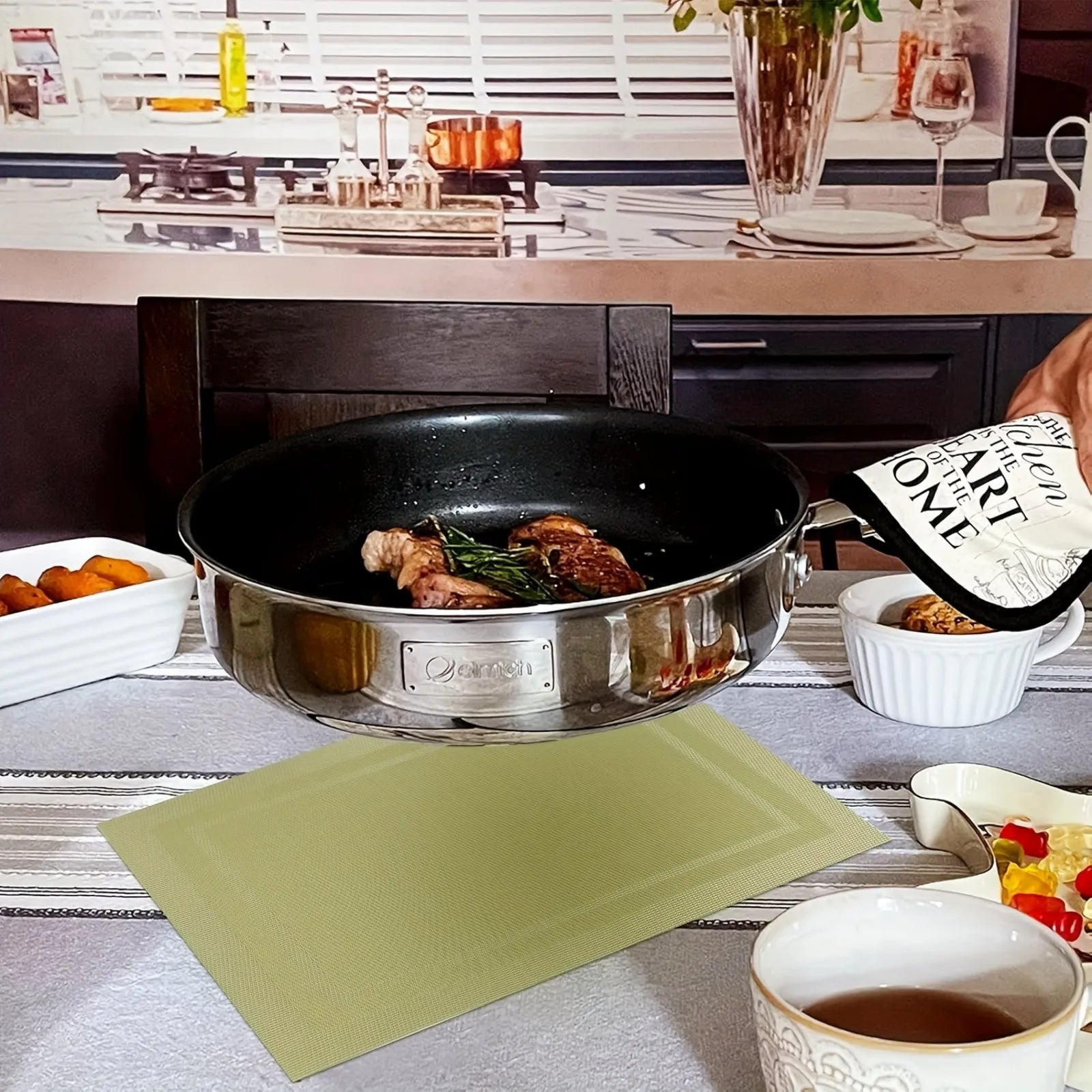 Set de table en PVC lavable vert rectangle