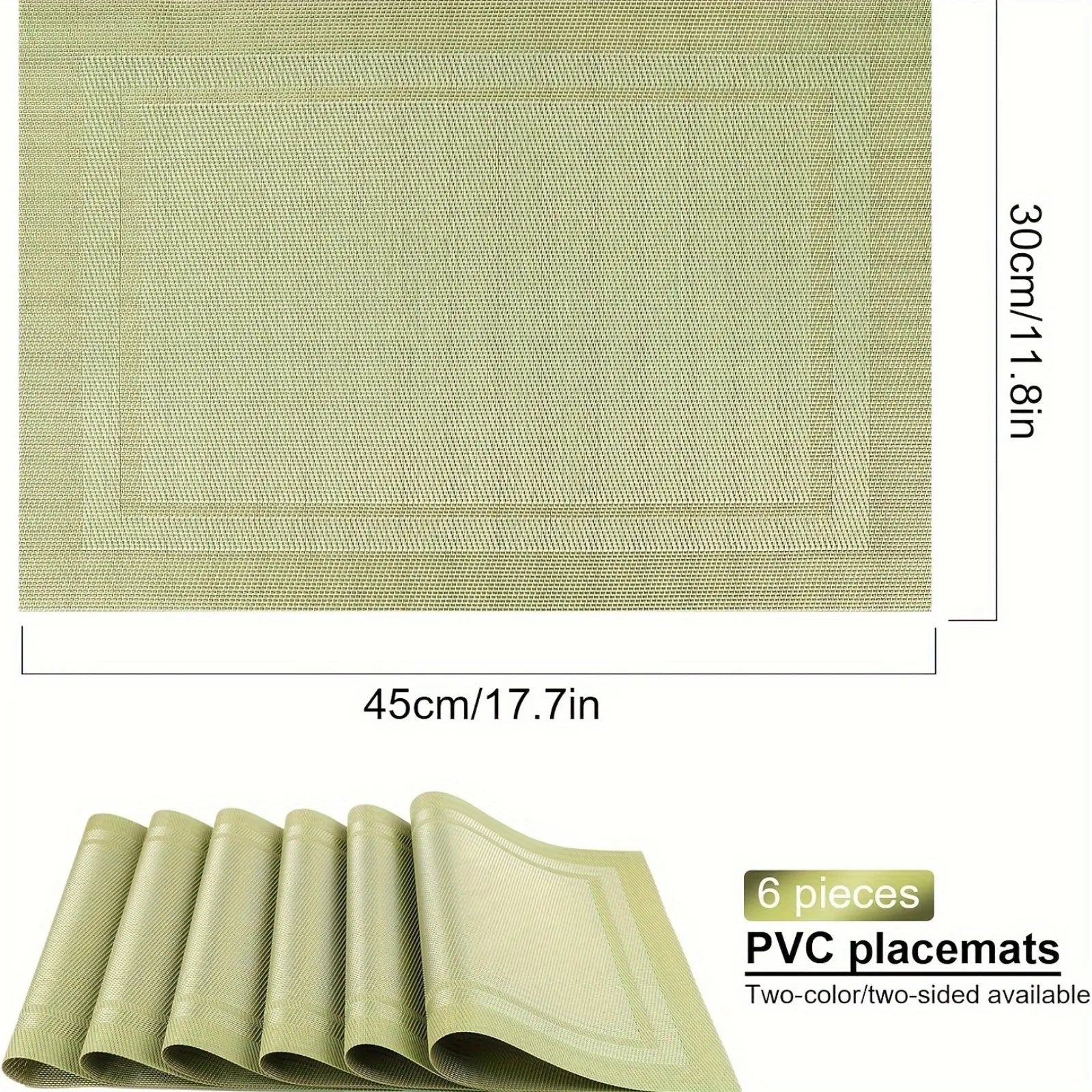 Set de table en PVC lavable vert rectangle taille