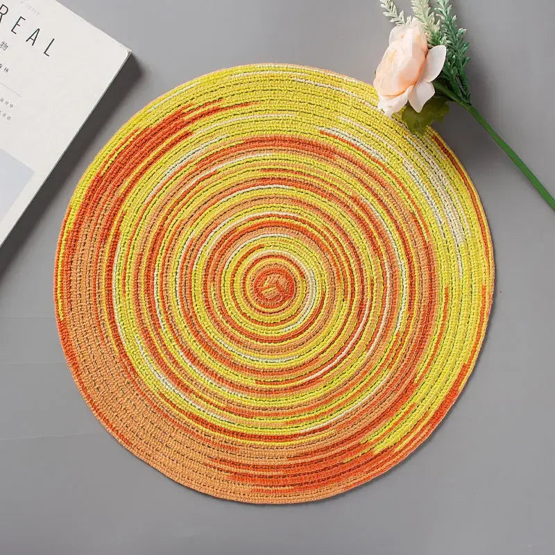 Set de table rond vinyle colorés jaune