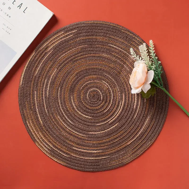 Set de table rond vinyle colorés marron