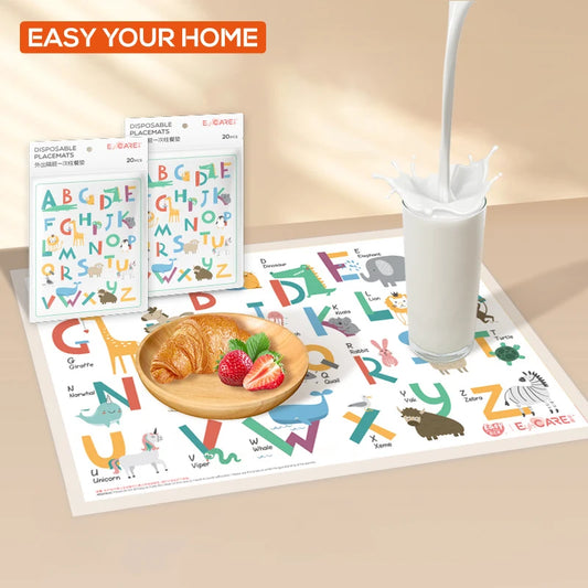 Sets de table avec motifs animaux éducatifs portatifs