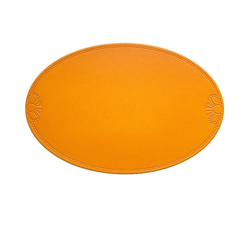 Un set de table en cuir rétro imperméable orange