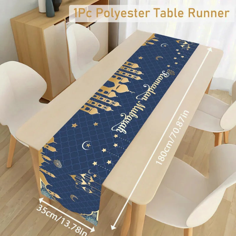 eid mubarak bleue chemin de table
