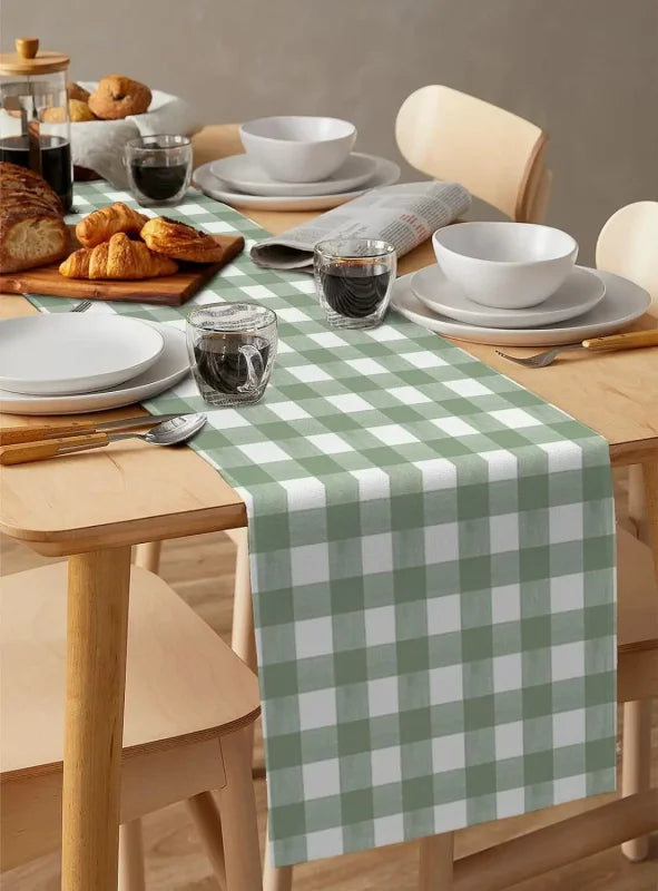 chemin de table carreaux vert