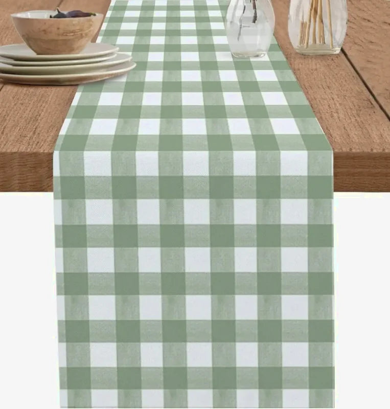 chemin de table carreaux vert