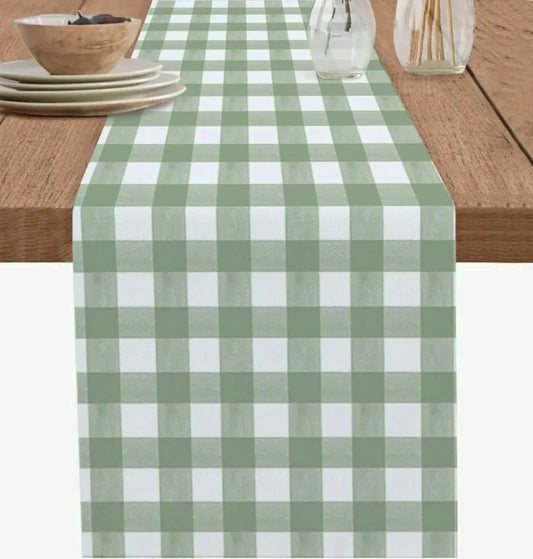 chemin de table carreaux vert